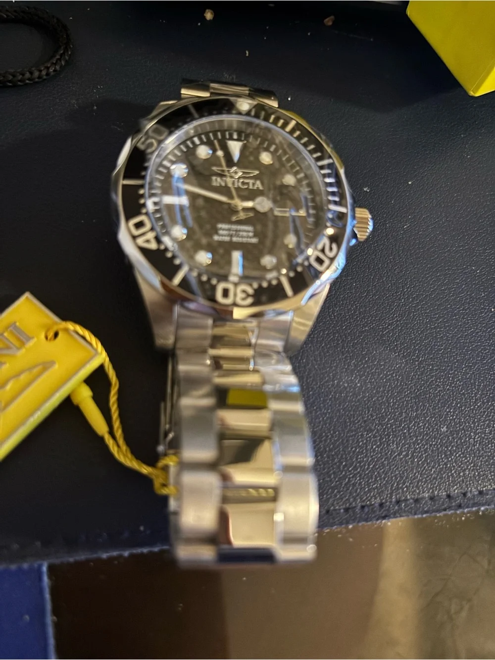 Invicta Silver Watch with Black Dial and Bezel